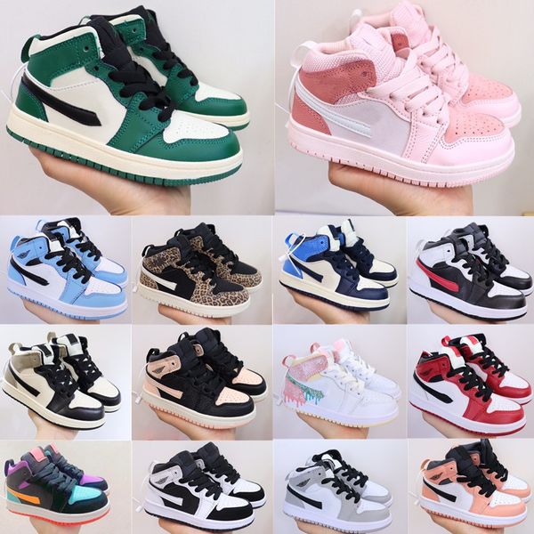 

1s high kids shoes toddlers youth boys girls sneakers desiganer trainers university blue digital pink patent bred chicago green black white
