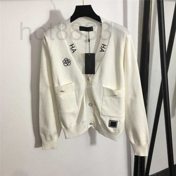 

women's sweaters embroidery knits designer girls milan runway v-neck letter button shirt cardigan e8sz, White;black
