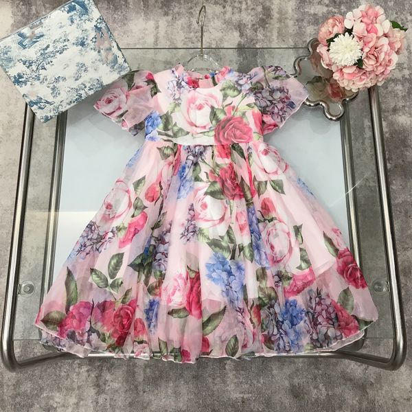 

pink clothes for girls dresses summer kids girls printed flowers dress children pleasantly cool clothing, Red;yellow