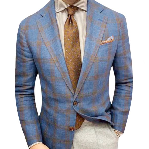 

men's suits blazers men's formal blazer plaid pattern plain lapel long-sleeved button blazer suitable for party dating men blazer, White;black