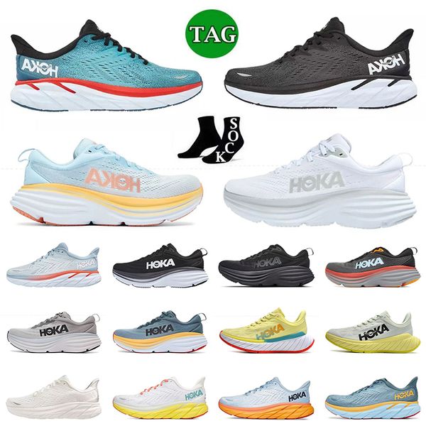 

hoka one one designer running shoes carbon x2 bondi 8 clifton mens women lunar rock triple white summer song ice flow nimbus cloud hokas tra, White;red