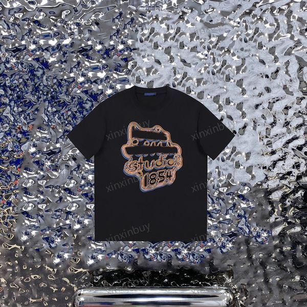 

xinxinbuy men designer tee t shirt 23ss paris ghost line letters 1854 short sleeve cotton women white black grey s-2xl, Black;brown