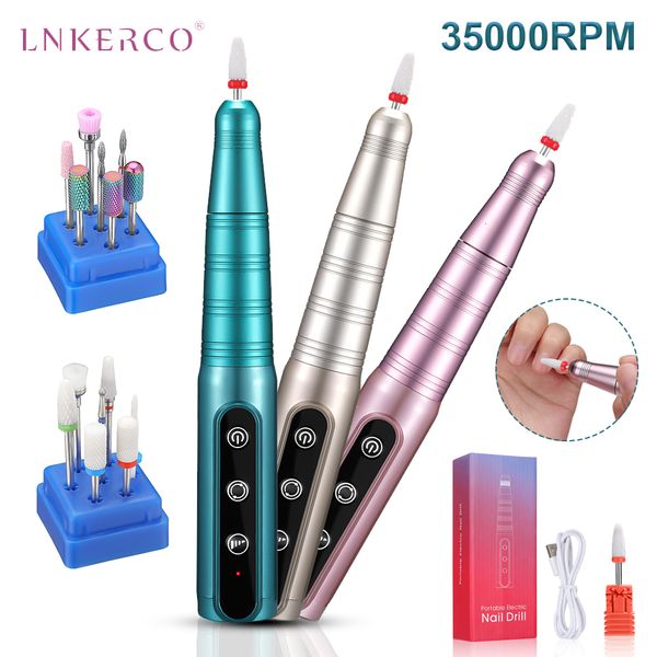 

nail art equipment lnkerco 35000rpm electric manicure machine professional drill sander milling cutter files salon tool for gel removing 230, Silver