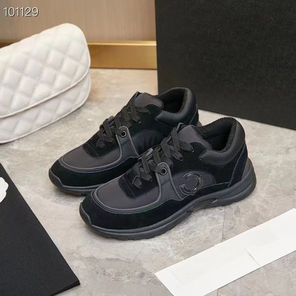 

2023 designer running shoes fashion channel sneakers women luxury lace-up sports shoe casual trainers classic sneaker woman ccity gsfs 35-45, Black