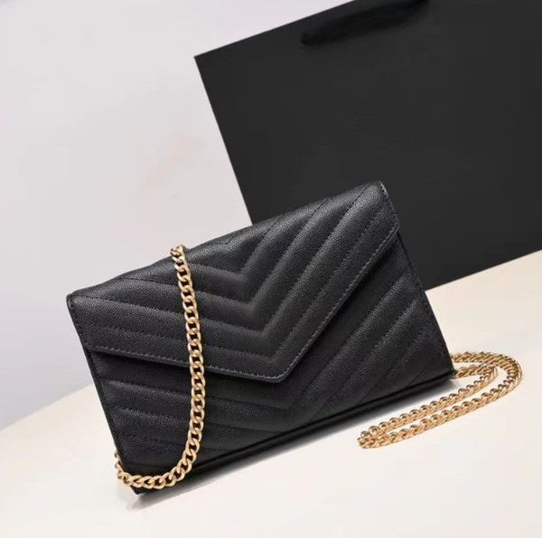 

fashion designer woman bag caviar women shoulder bag handbag purse genuine leather cross body chain high grade quality with metal logo