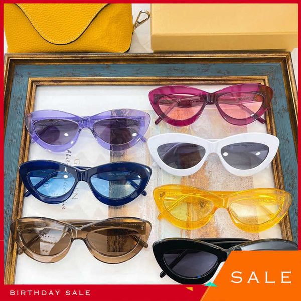 

luxury brand mens sunglasses uv400 designer brands 23 new luoyijia cat eye butterfly network red ins same style personality lw40096, White;black