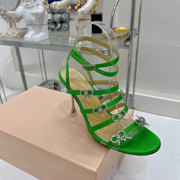 

sandals womens silk high heel butterfly rhinestone strap buckle classic designer 8.5cm slim heel summer open toe roman shoes ankle strap 34-, Black