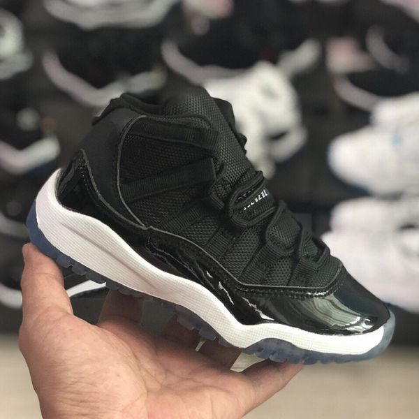 

2023 kids 11s kid basketball shoes space cool grey jam bred concords youth fashion boys sneakers children boy girl white athletic toddlersuw, Black