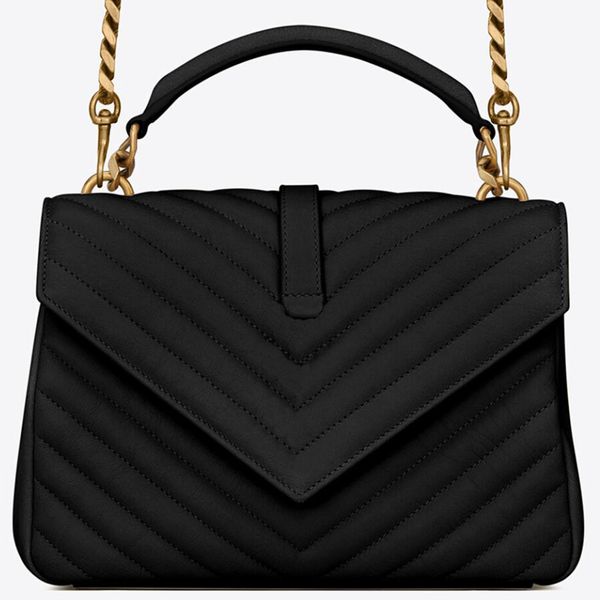 

fashion women's bag chain cross body bag classic v-bar metal logo design handbag