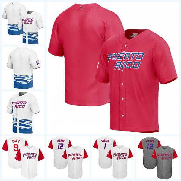 

2023 wbc team puerto rico wbc baseball jerseys francisco lindor world baseball classic carlos correa javier baez jose berrios edwin diaz fra, Blue;black