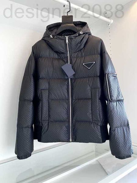 

men's down & parkas designer winter design new square pattern hooded down jacket luxury brand trend warm windproof coats zuch, Black
