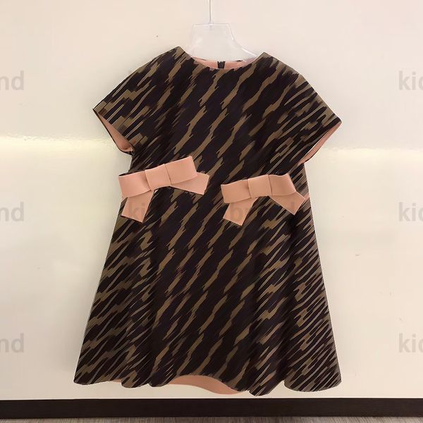 

2023ss air cotton dresses with bow tie high-end girls dresses summer princess dress brand designer kids pleated dress for girl 90-160cm fash, Red;yellow