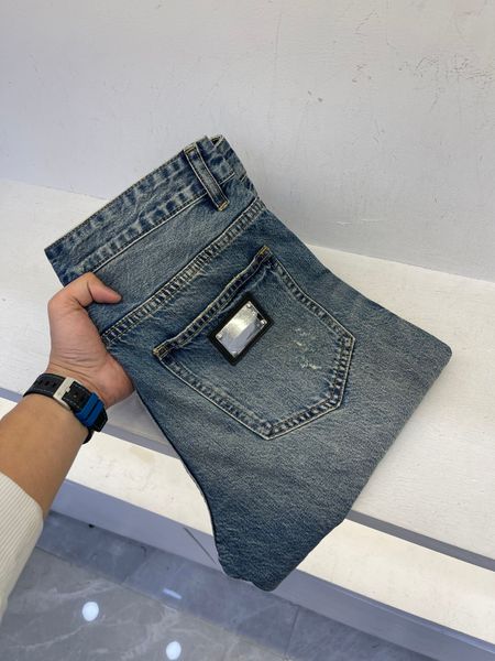 

2023 spring and summer latest mens jeans fashion hole design handsome jeans luxury brand designer jeans, Blue