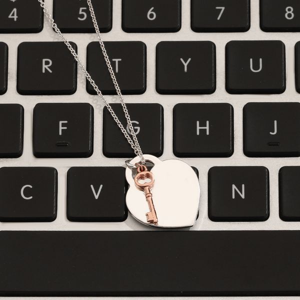 

new 100% 925 sterling silver necklace pendant heart shaped beads and key chain luxury women's fashion jewelry original gift