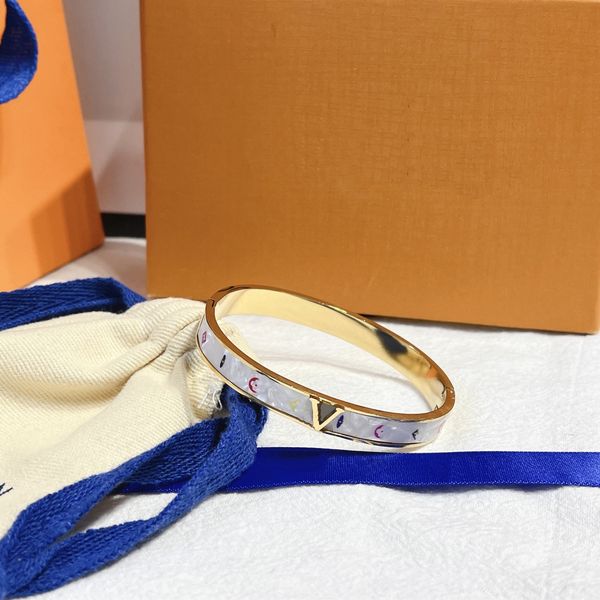 

luxury bracelets women gold bangle fashion designer l-letter print bracelet 18k gold plated 925 silver plated stainless steel bracelet women, Black