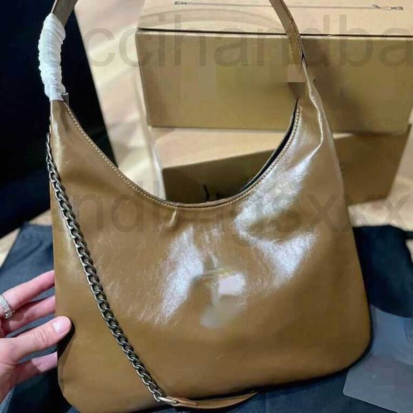 

new underarm oil wax cowhide horn bag chain solid color single shoulder messenger