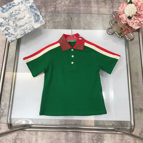 

2023 kids short sleeve baby t-shirt child polos summer multicolor striped design clothes lapel comfortable size 100-150 cm, Blue