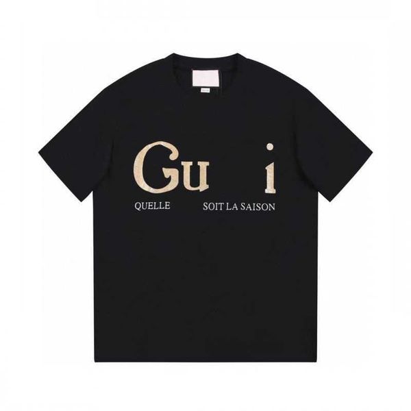 

designer luxury guggi classic 23 summer new gold letter print leisure short sleeve men's and women's cotton loose net red fashion, Black;brown