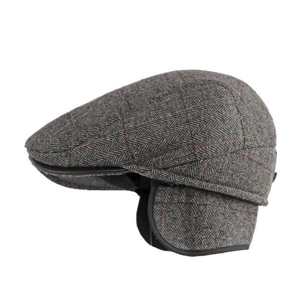 

beanieskull caps winter beret hat men middle age elderly sboy for male twill flat ed with earflap visor warm driver retro 230215, Blue;gray