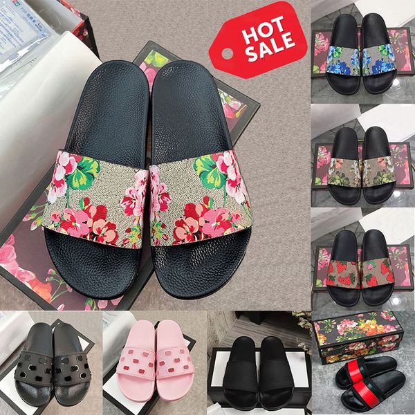 

2023 slipper men women black floral canvas green blue flowers slides designer slippers flat slide fashion luxury summer beach platform