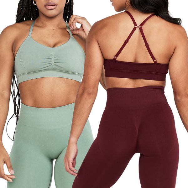 

women's tracksuits effortless seamless yoga women bra high waist leggings fitness clothing femme wear sports suit 2 pieces gym set 2302, Gray