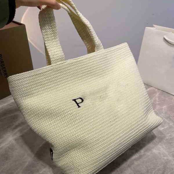 

woven beach tote bag shoulder women brand designer crossbody wallet leather handbag fashion clutch female purses 220519