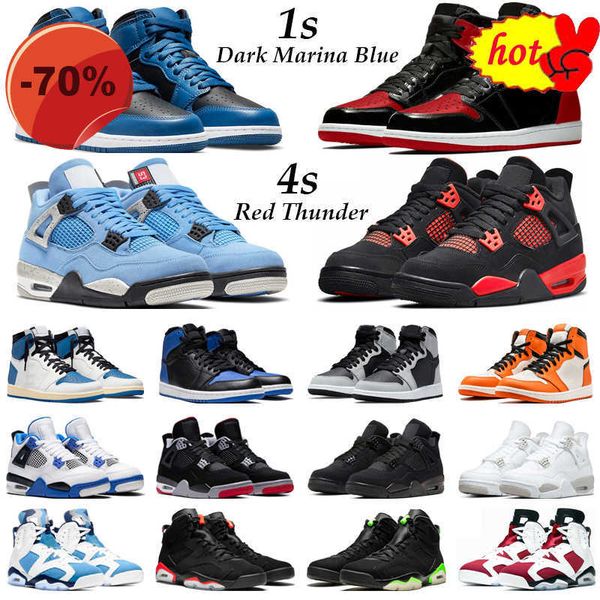 

sandals 1 jumpman high og basketball shoes men women 1s dark marina blue bred patent hyper royal 4s red thunder infrared black cat 6s unc me