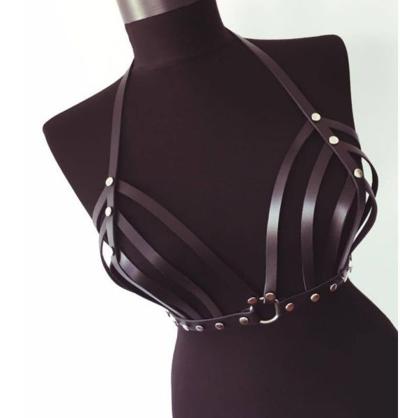 

costume accessories women harajuku garters faux leather body bondage cage sculpting harness waist belt bra straps suspenders belt, Silver