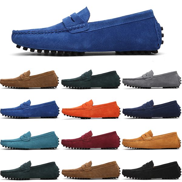

men casual shoes mens slip on lazy suede leather shoe big size 38-47 ivory, Black