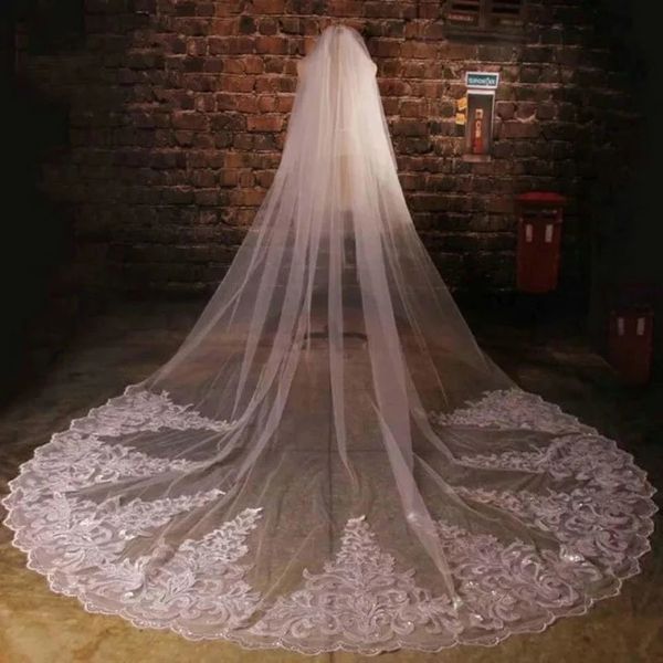 

one-layer 3m tluue lace yard wedding veils, Black