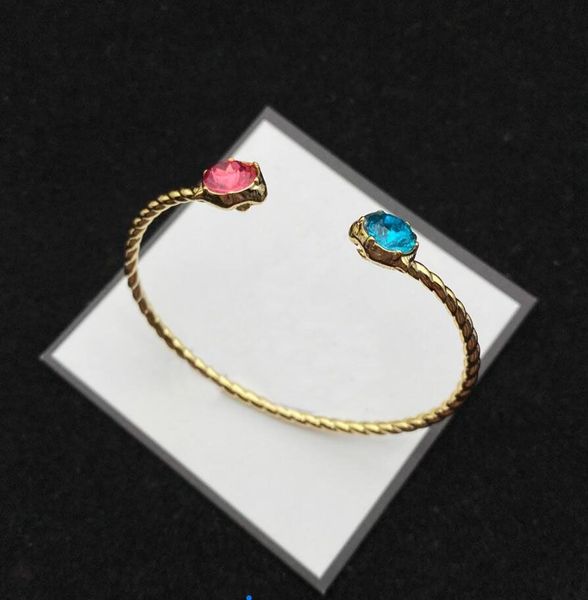 

classic colorful gemstone bracelet cuff bangle for women personality designer bracelets 18k gold plated open bracelet jewelry party gift wit, Black