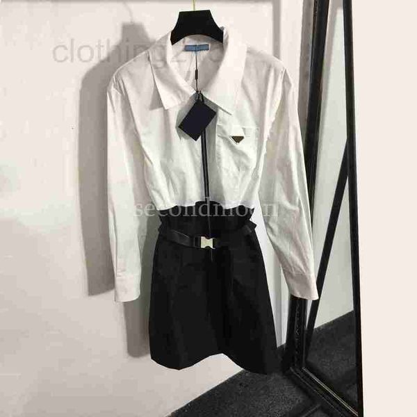 

skirts&skorts designer women long sleeve dress triangle badge es fashion patchwork casual spring summer clothing gnvi