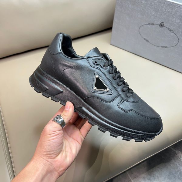 

casual shoes 2023 spring and autumn sports casual shoes men's s leather p transparent air cushion thick bottom heightened triangle stan, Black