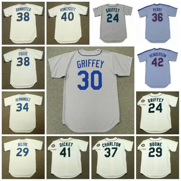 

baseball seattle vintage baseball jersey 24 ken griffey jr. 1997 29 adrian beltre brett boone 2001 hernandez perry charlton bannister fosse, Blue;black