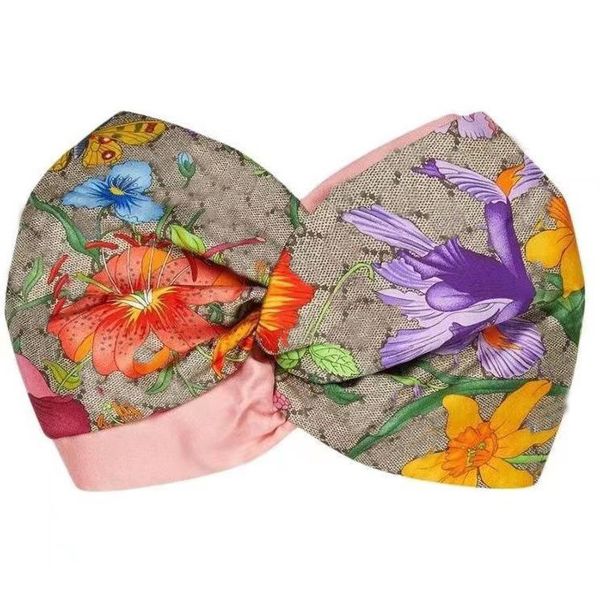 

fashion headwear designer silk headbands elastci hairband women letter printed flowers hair bands crossed headband hair accessories colorful