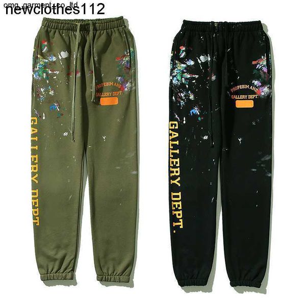 

men's new fashion brand galery graffiti letters casual pants dept men's women's leggings loose pants, Black