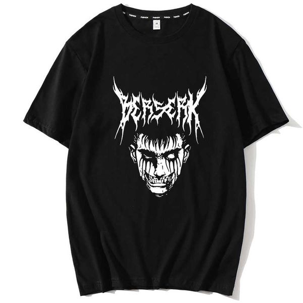 

men's t-shirts new men dark berserk anime t-shirt male short sleeve manga tshirt featured breathable oversized pattern print cotton cas, White;black