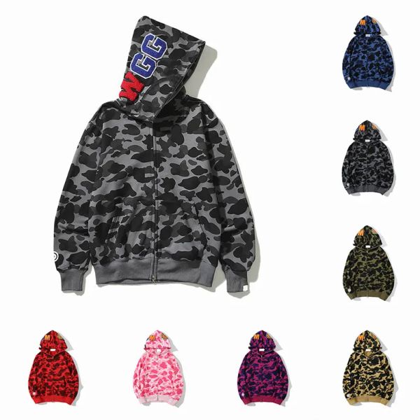 

shark hoodies woman men deisigners hoody stylist cartoon sharks printing hoodies jacket man casual sweatshirts, Black;brown