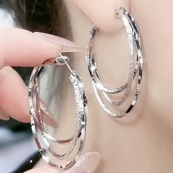

charm 925 silver needle fashion personality earrings 2023 new anti-allergy ring temperament goddess exaggerated ear accessories, Golden