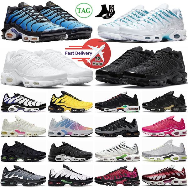 

2023 tn plus mens running shoes triple black white gold rain bow pink prim batman atlanta hyper blue kiss unite totale women breathable trai