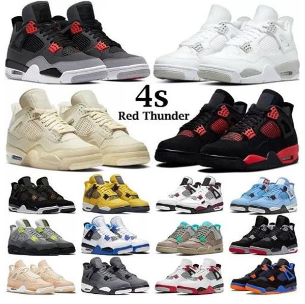 

jumpman 4 basketball shoes women mens 4s retro university blue red thunder military black black gold sport trainers size 36-47