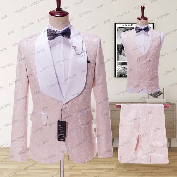 

mens suits blazers siliweya style pink casual mens suit slim fit type 3 pieces single breasted breathable thin prom dress jacket party 23021, White;black