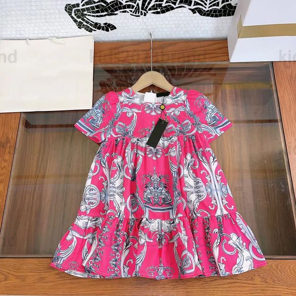 

high end girls flower dresses 2023ss summer princess dress brand designer kids pleated dress for girl size 110-160cm new fashion skirts for, Red;yellow