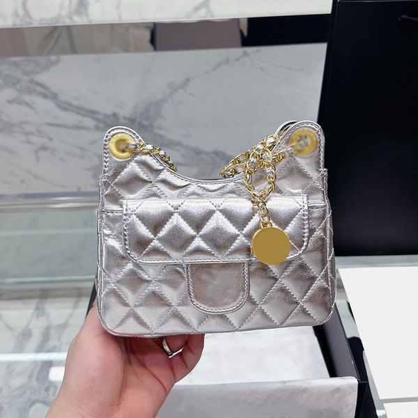 

bag shoulder bags cc 23ss womens coin croissant mini hobo quilted bags gillter gold metal hardware matelasse chain crossbody shoulder handba