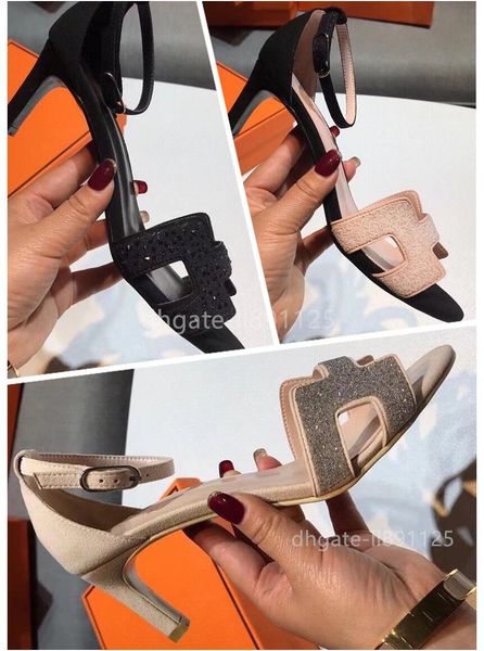 

classic high heel sandals party fashion 100% genuine leather women's flats pure handmade hand palm print leather sand sandals, Black