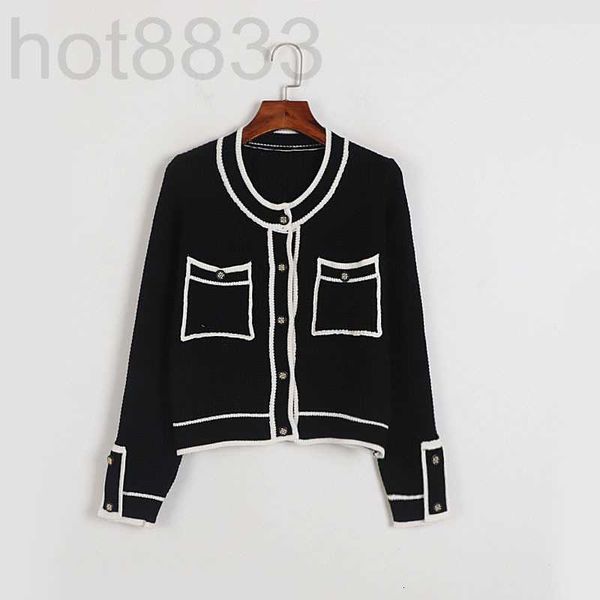 

women's sweaters designer milan runway spring summer brand same style sweater long sleeve crew neck black white striped cardigan womens, White;black
