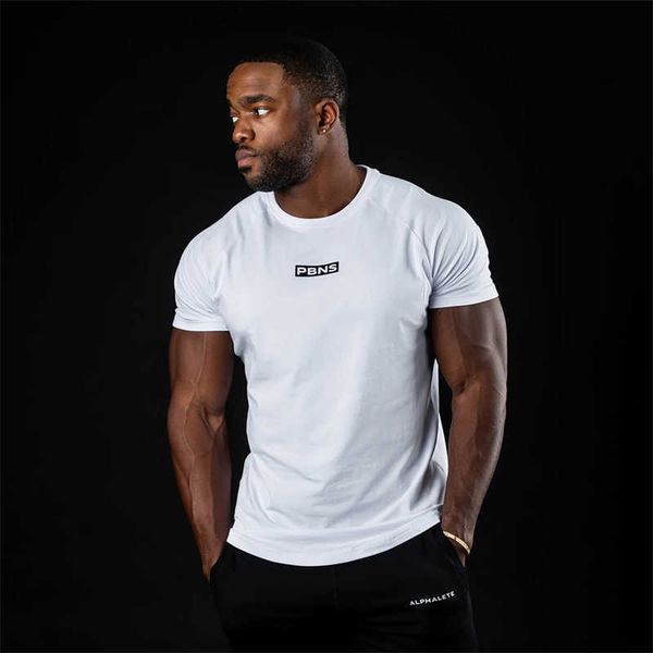 

men's t-shirts 2022 new mens gym cotton t shirt men fitness workout skinny short sleeve t-shirt male bodybuilding shirt summer sports t, White;black