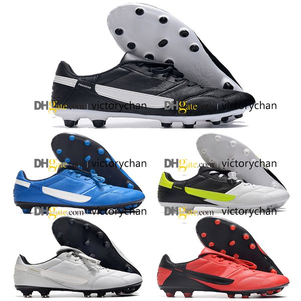 

gift bag quality soccer football boots premier iii tiempo legend fg classic retro outdoor shoes mens leather red blue white black green socc