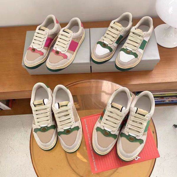 

fashion embroidered casual shoes men women classic sneakers dirty shoes ace plaid splicing retro casual shoes designer red green mesh stitch, Black