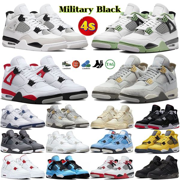 

jumpman 4 4s mens basketball shoes seafoam military black cat pn dust red cement thunder lightning white x sail oreo men sport sneakers pine